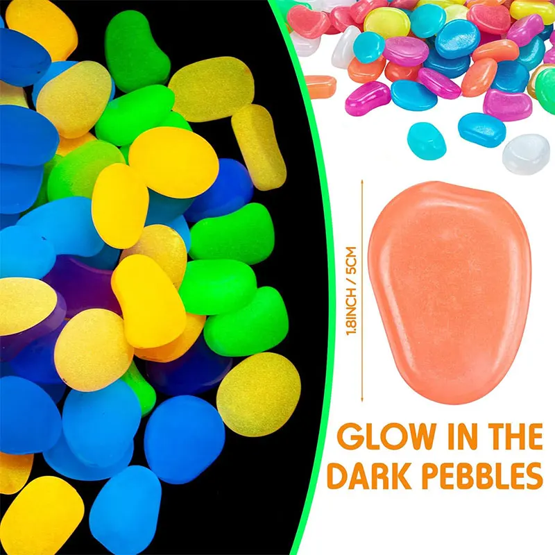 20pcs Large Luminous Stone Glow in The Dark Pebbles Rocks Oversized Resin Decorative Stones for Walkway Yard Grass Fish Tank