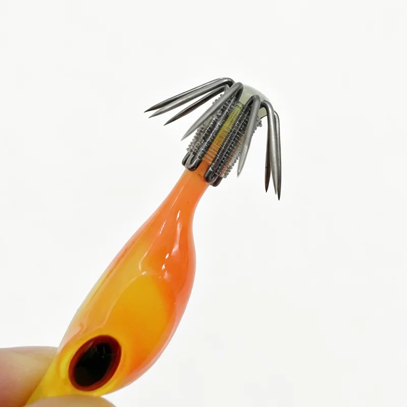 Jig de pêche au calamar en plastique japonais 4 cm, modèle crevette en bois, type fusée, avec effet UV, pour la pêche au calamar et au seiche en pêche de fond