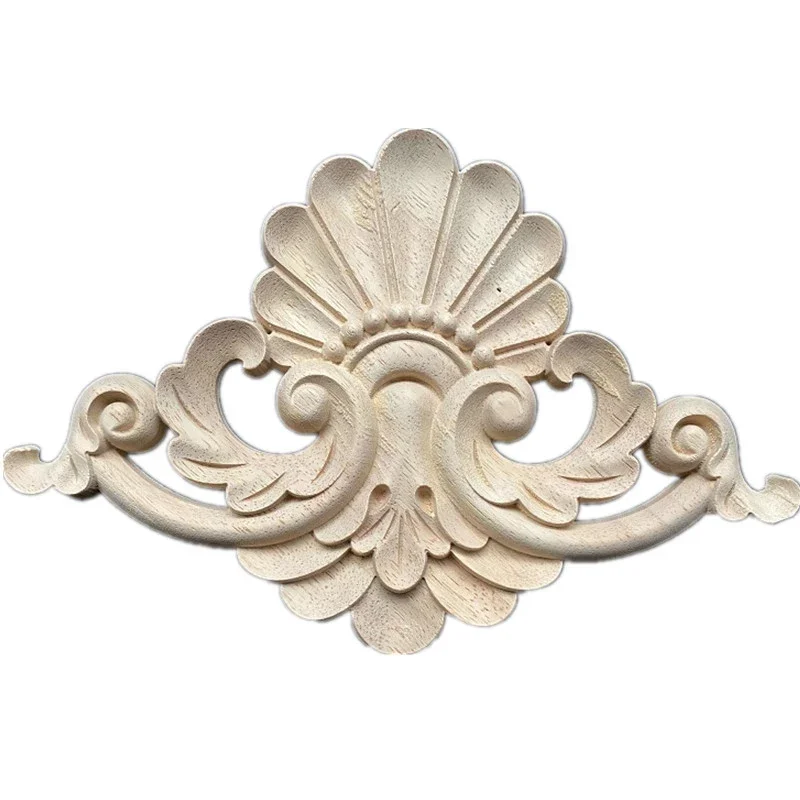 28-42cm Rubber Wood Carved Onlay Applique Unpainted Furniture for Vintage Home Decor Door Cabinet Decoration Color Figurine DIY