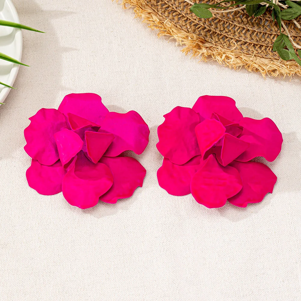 Pink Flower Earrings for Women Simple Fashion Ear Jewelry Accessories Hot Sale Party Gift 2025 New Style