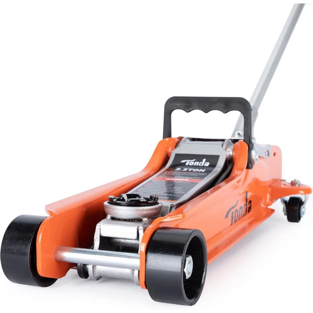 

2.5 Ton Hydraulic Trolley Floor Jack with Low Profile Design, Lifting Range 3.35" to 14.57", Orange for Garage and Home Use