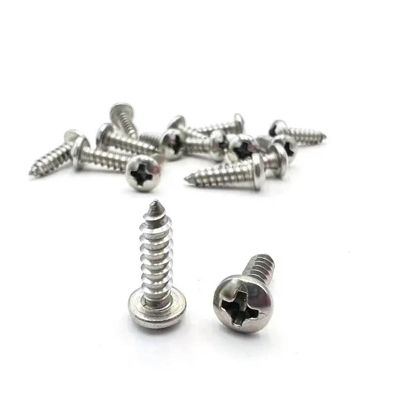 10/50pcs M1 M1.2 M1.4 M1.7 M2.2 M2.6 M3 M4 M5 M6 Mini 304 stainless steel Cross Phillips Pan Round Head Self tapping Wood Screw