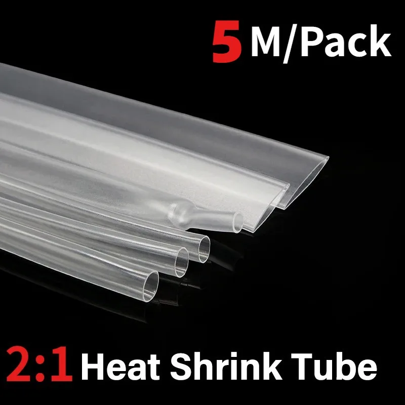 5 m Schrumpfschlauch, 2:1, transparent, Durchmesser 1,5 mm ~ 20 mm, Schlauchhülle, DIY-Wickelhülle, Drahtreparatur, Kabelschutz