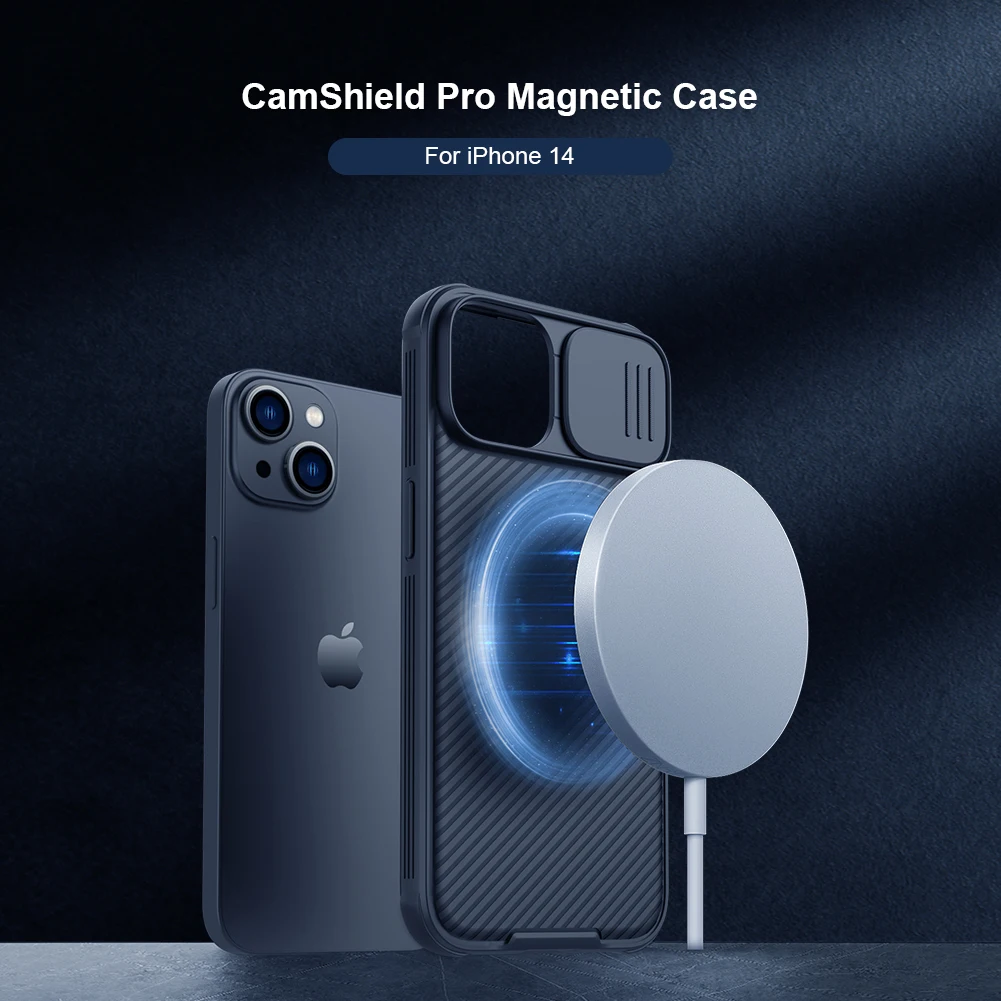 for iPhone 14 Case Camshield Slide Camera for Magsafe Magnetic Hard PC Soft Edge Lens Protection Cover