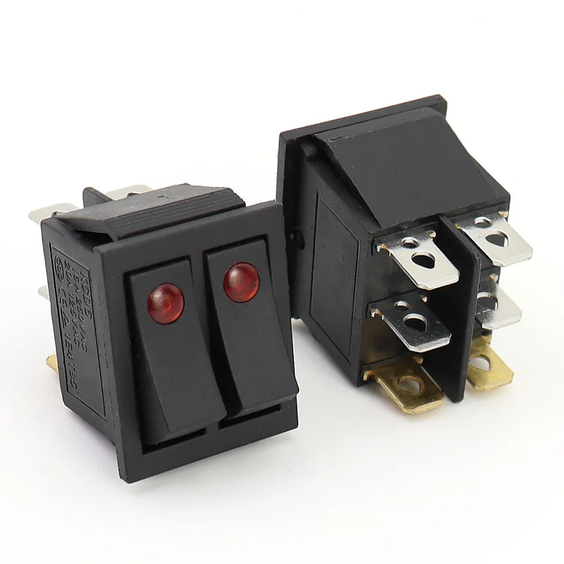 Electric pancake pan switch KCD6 dual ship type switch 6-pin 2-speed double cat eye button switch pancake oil