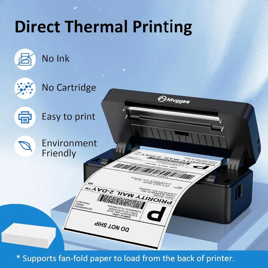 طابعة ملصقات الشحن، طابعة ملصقات حرارية بلوتوث 4x6 لمكتب الأعمال الصغيرة أو المنزل المتوافقة مع Android iOS Windows و