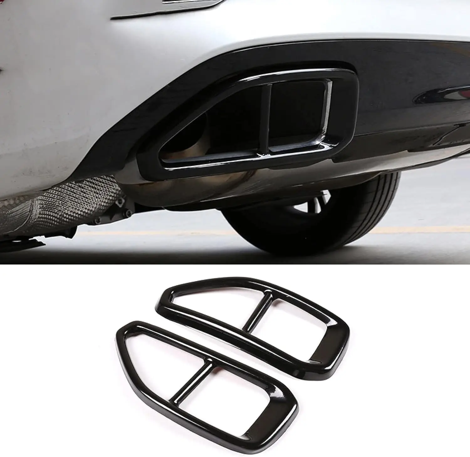 

Stainless Steel Car Tail Throat Decorative Frame Cover For BMW 3 Series G20 G28 2020-2022 Exhaust Pipe Tip Muffler Cover Trim