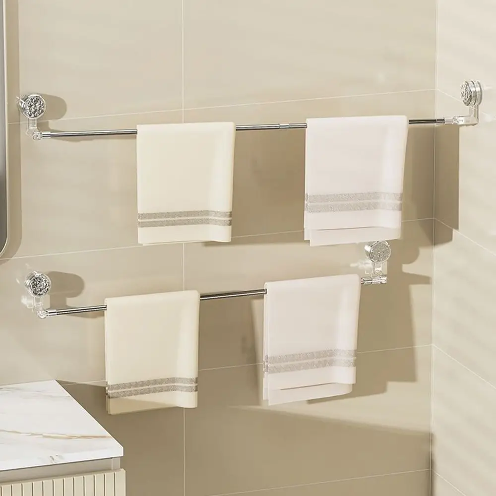 

No Punching Suction Cup Towel Rack Wall-mounted Rotated Towel Holder Hanging Pole Bath Towel Hanger Bar