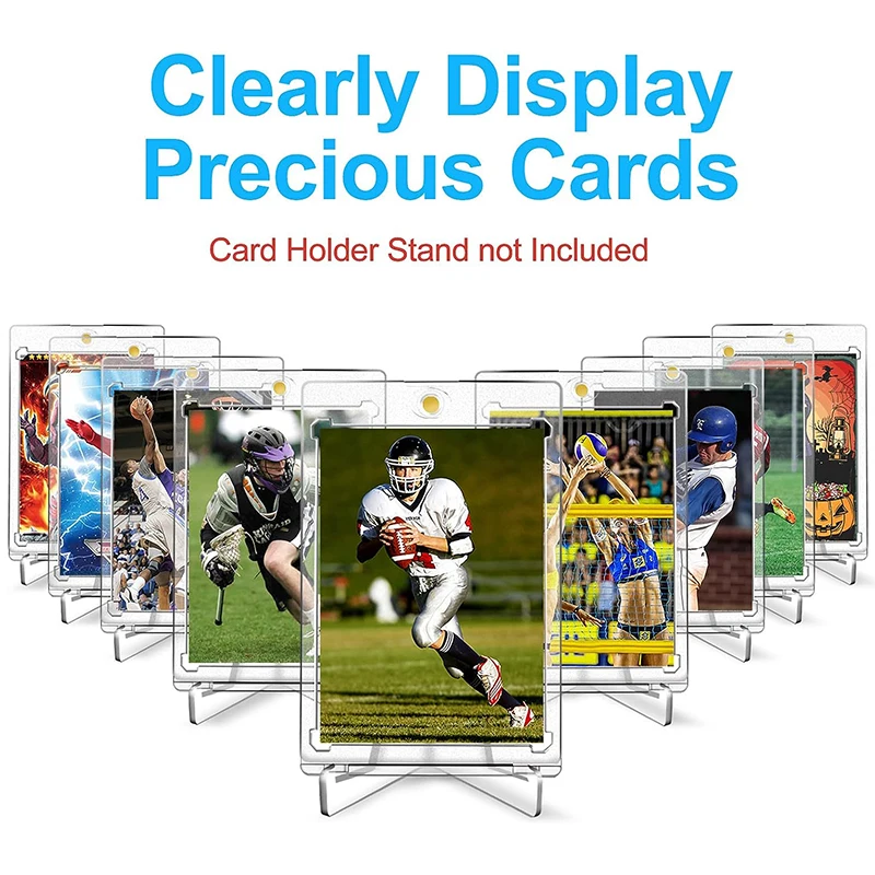 35PT 1Pcs Magnetic Cards Holder Toy Acrylic Baseball Sports Star Trading Card Sleeves Clear Playing Kids Gift 2.87 x 4.33inches