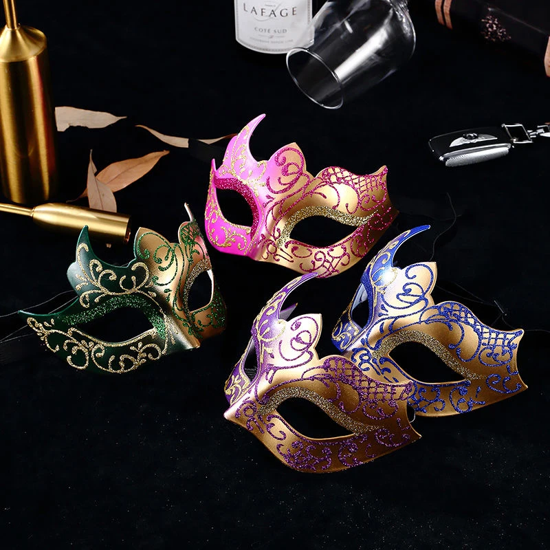 Women Masquerade Mask Man Manual Breathable Irregular Fashion Vintage Palace Halloween Adult Prom Party Cosplay Bar Gold Silver