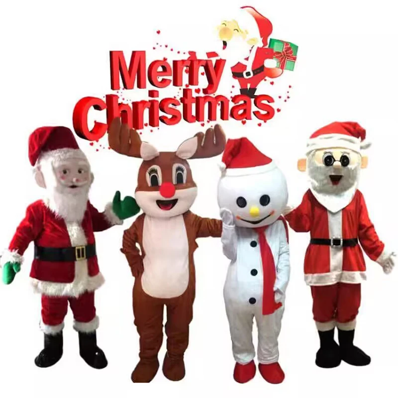 Santa Claus Elk Cartoon Mascot Costumes Gingerbread Man Adult Walking Anime Doll Costume Performance Snowman Stage Props