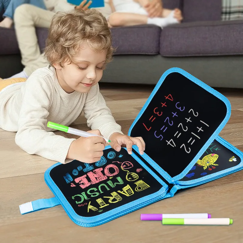 Children Magic Blackboard Educational Kids Games Coloring Books Kids Toys to Draw 6 Pages Erase Boards with Water Chalk Pens