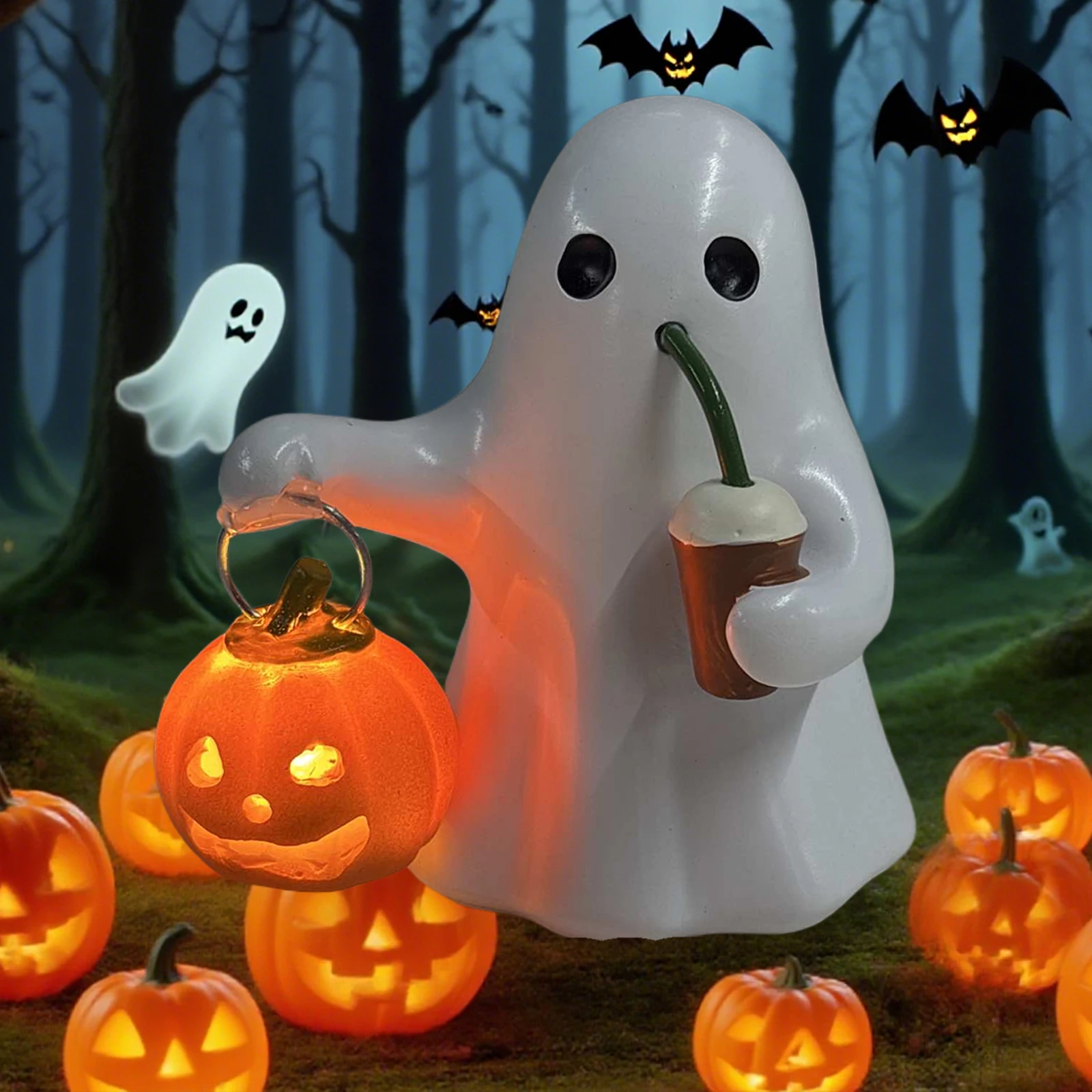 14/10 سنتيمتر هالوين لطيف شبح مصباح ضوء دافئ ثلاثية الأبعاد LED شبح ليلة ضوء بطارية تعمل بالطاقة جميل شبح تمثال ضوء ديكور المنزل