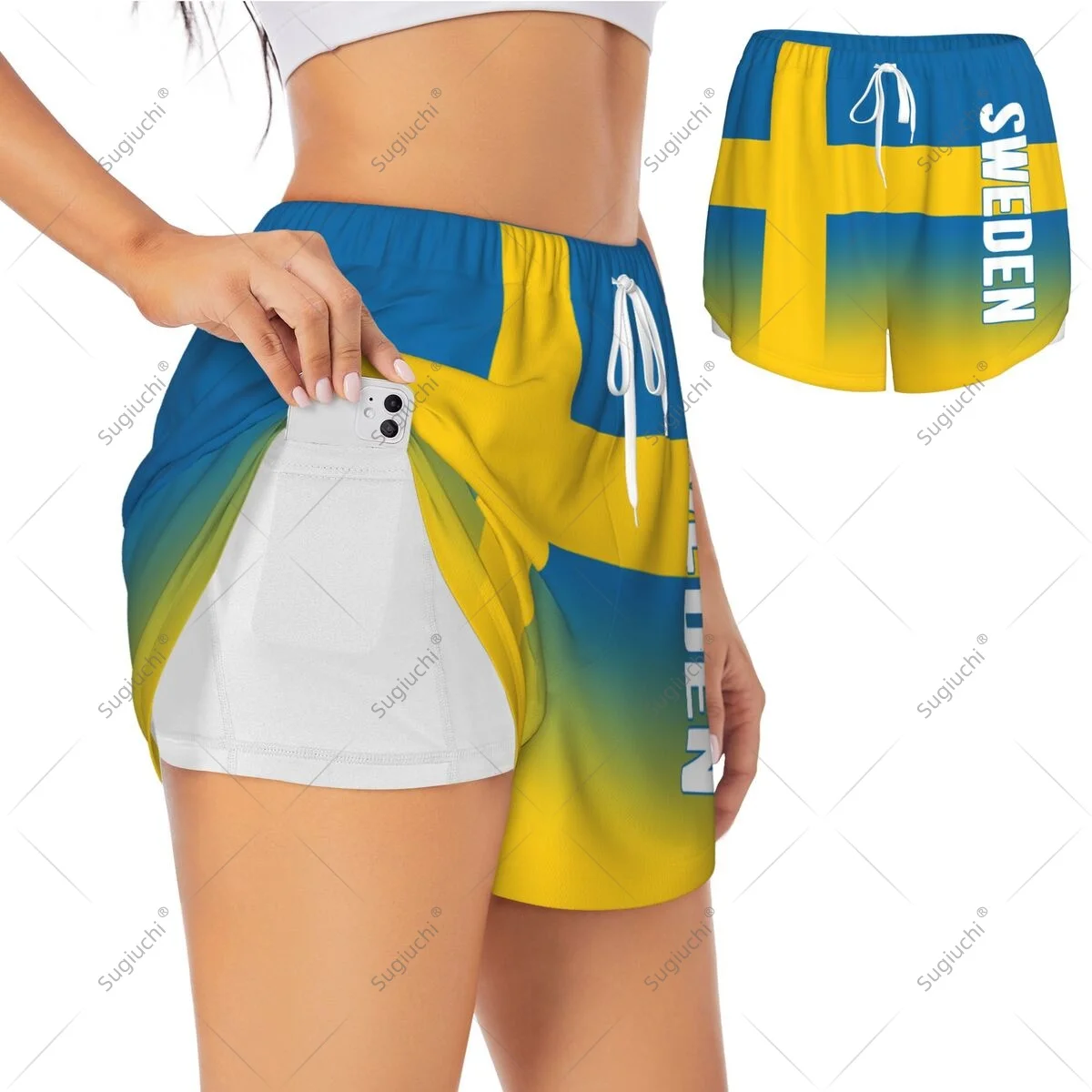 

Женские спортивные шорты с флагом Швеции для занятий йогой, бегом, пилатесом, фитнесом, легкие, для активного отдыха