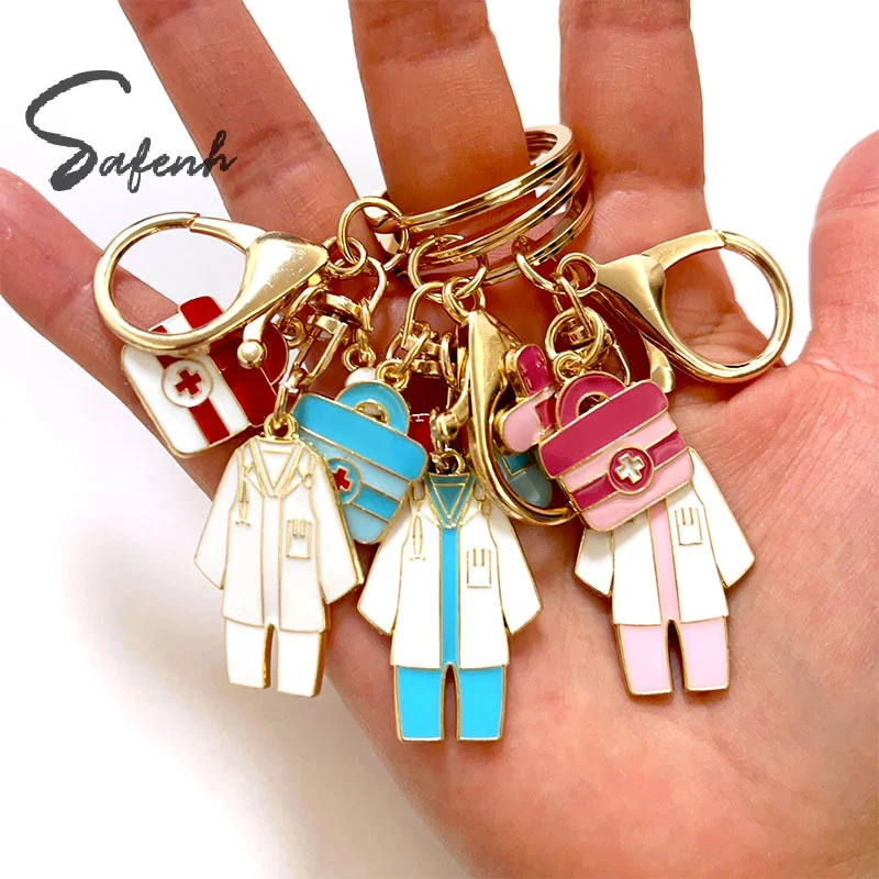 Cartoon Infusion Pump Thermometer Surgical Mask Enamel Keychain Medical Tools Pandents For Women Men Nurse Doctor Gift