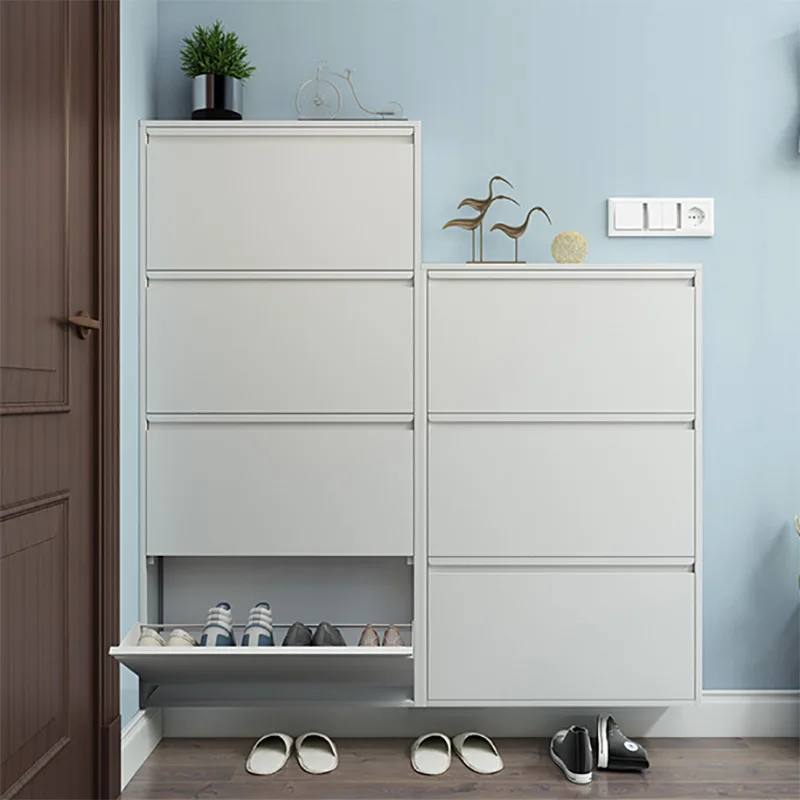 Modern 3-Drawer Shoe Cabinet Top Selling White and Grey Wooden Rack Storage Living Room Furniture