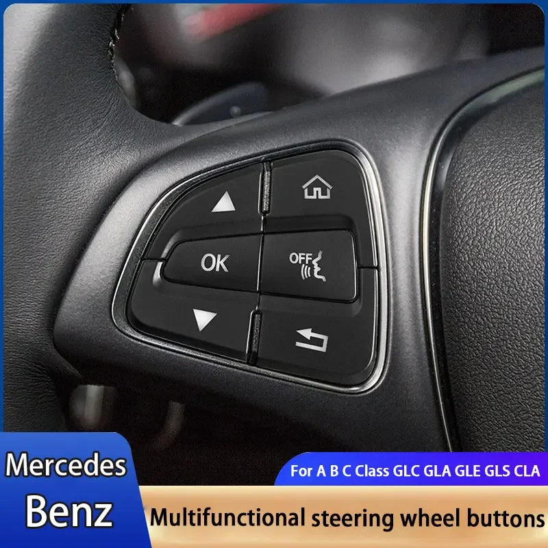 2 шт. автомобильный Стайлинг, накладки на кнопки на руль, наклейки для Mercedes Benz C200L GLA200 CLA GLE GLC260 C200L, автомобильные аксессуары