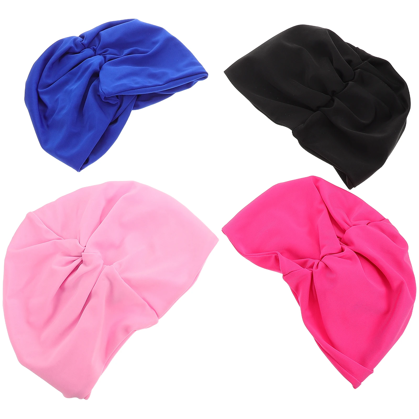 

4PCS Multi-layer Pleated Swim Caps for Women Comfortable Elastic Long Hair Swim Hat Waterproof Accessories Girl