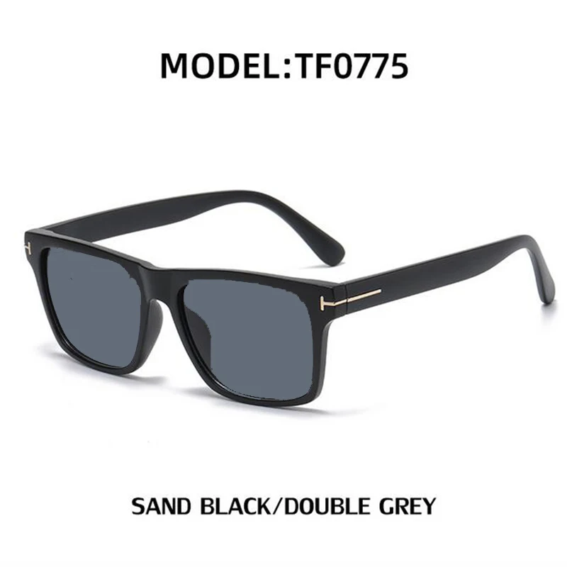 Gafas de sol rectangulares Tom para hombre y mujer, lentes de sol cuadradas negras con prescripción para hipermetropía 0 + 0,25 + 0,5 + 1,0 a + 6