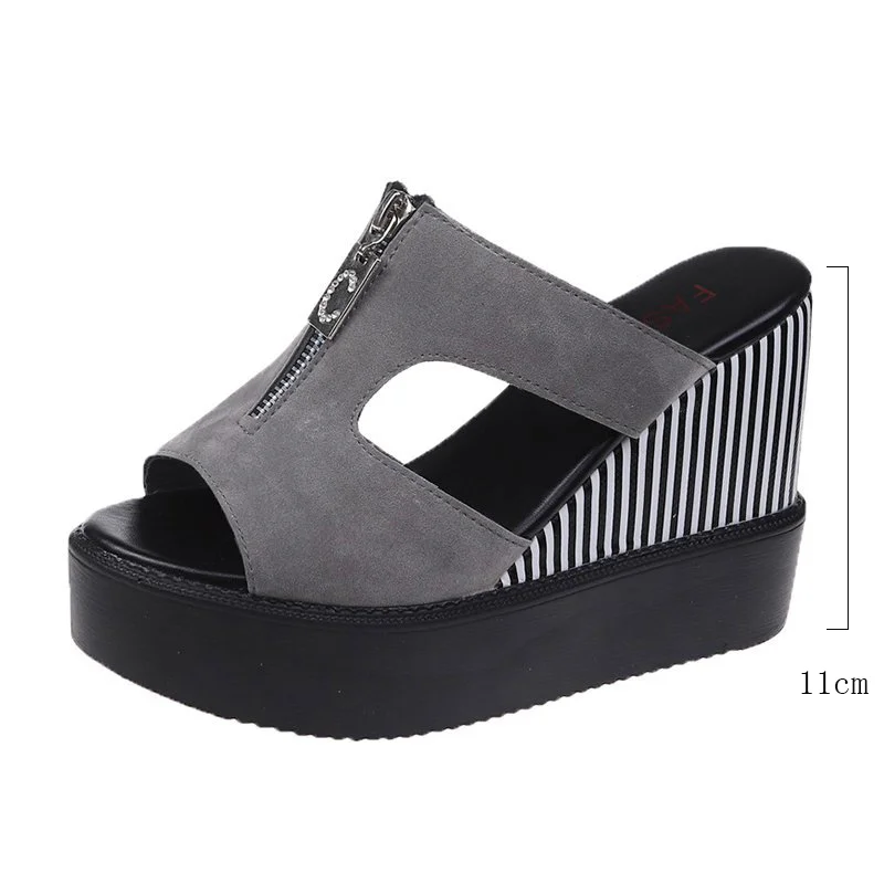 Wedge Sandals Women Summer Elegant High Platform Slippers Women Sandalias Mujer Solid High Heels Sandals 2022 Wedge Slippers