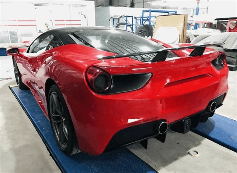 Peças de carro atacado fibra de carbono spoiler asa traseira para ferrai 488gtb atualização para estilo novitec