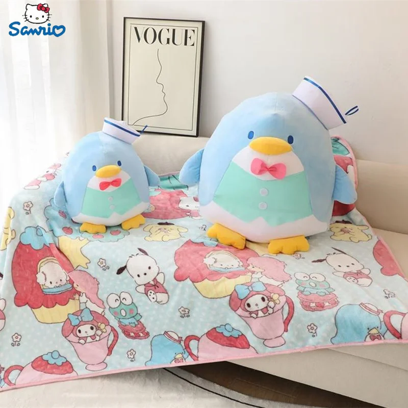 Sanrio Kawayi Tuxedosam Plush Doll Toy Cartoon Lovely Soft Plushies Penguin Pillow Blanket Room Decoration Kid Christmas Gift