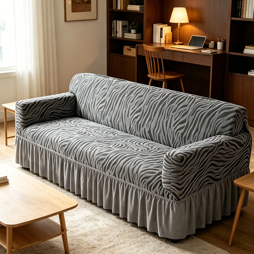 Full Package Single Universal Elastic Sofa Slipcovers French Rustic for Summer Fabric Skirt 1/2/3/4 Seater Anti-dirty Sofa Cover