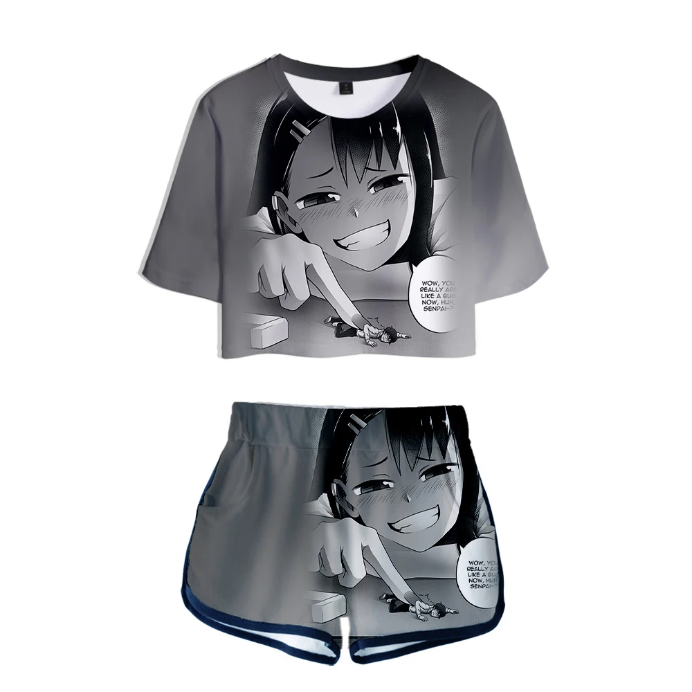 Fashion Youthful Nagatoro San 3D Print Two Piece Set Wo Sexy Shorts+lovely T-shirt Cute Dew navel Sport Girl suits