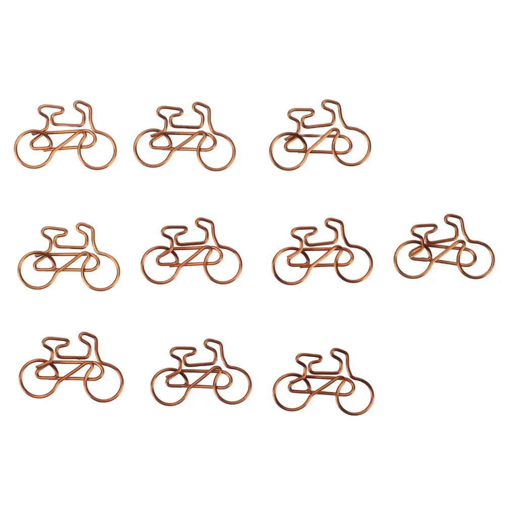 

100Pcs Bike Shape Funny Paper Clips Bronze Plastic-clad Metal Cute Paperclips Exquisite Design Portable Cute Paper Clips