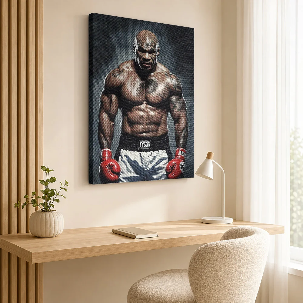 Mike Tyson Boxing Tribute Framed Canvas Poster Bold Fight Style Wall Art With Customized Photo For Home Gym Ideal Athlete Gift