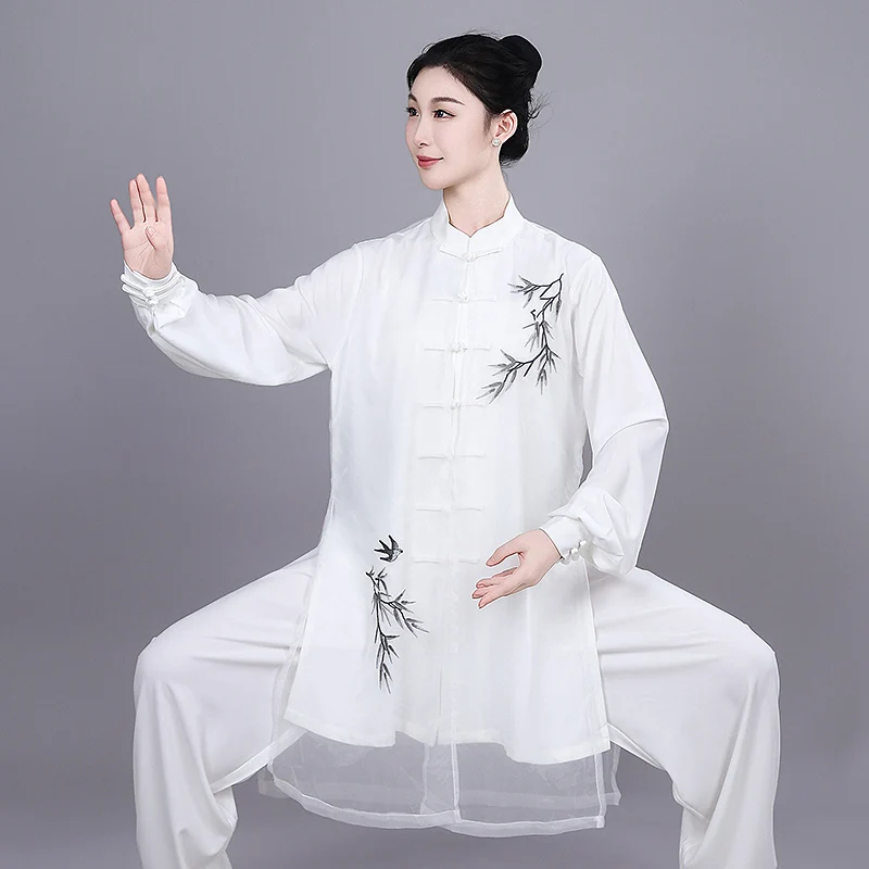 2025 Embroidered Tai Chi Suit, Team Competition & Practice Set for Spring/Autumn Performance, Unisex Training Uniform