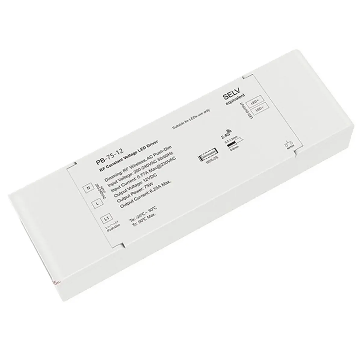 HOUSEHOLD*GOOD RF2.4G Constant Voltage LED Dimmable Driver PB-75/40 Push Dim PWM Digital Dimming for LEDLight PB-40-12