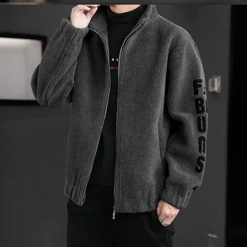 

Casual Men's Lamb Fur Jaet Stand Collar Particle Velvet Sweatirt Lamb Wool Men's Clothing Woolen Coat Autumn Winter Outer...