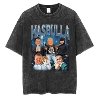 Camisetas gráficas limitadas de Hasbulla Magomedov para hombre y mujer, Mini Khabib Blogge Fighting Hip Hop, camiseta de manga corta lavada Vintage