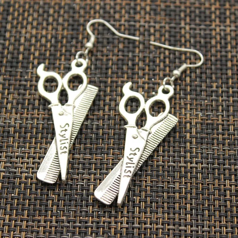 New Fashion Handmade Sewings Scissors Sewing Machine Pendants DIY Earrings For Women Party