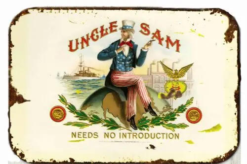 Uncle Sam's Cigar Label  Metal Tin Sign  8 x 12  Vintage Retro Look