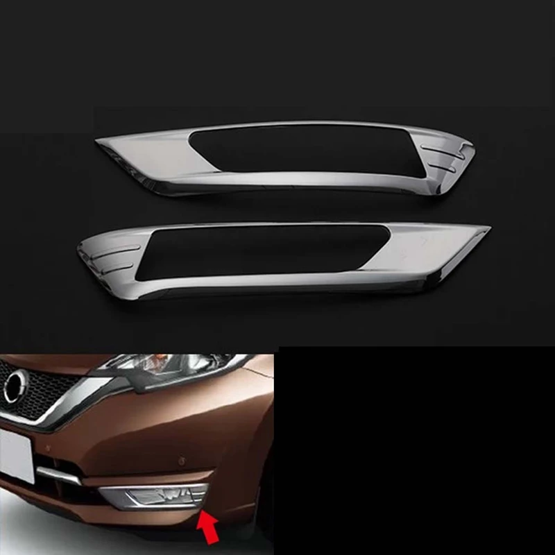 2Pcs Chromium Styling Car Front Fog Lamp Trim For Nissan Note E12 SUS304 Car Stickers Decoratie Accessories