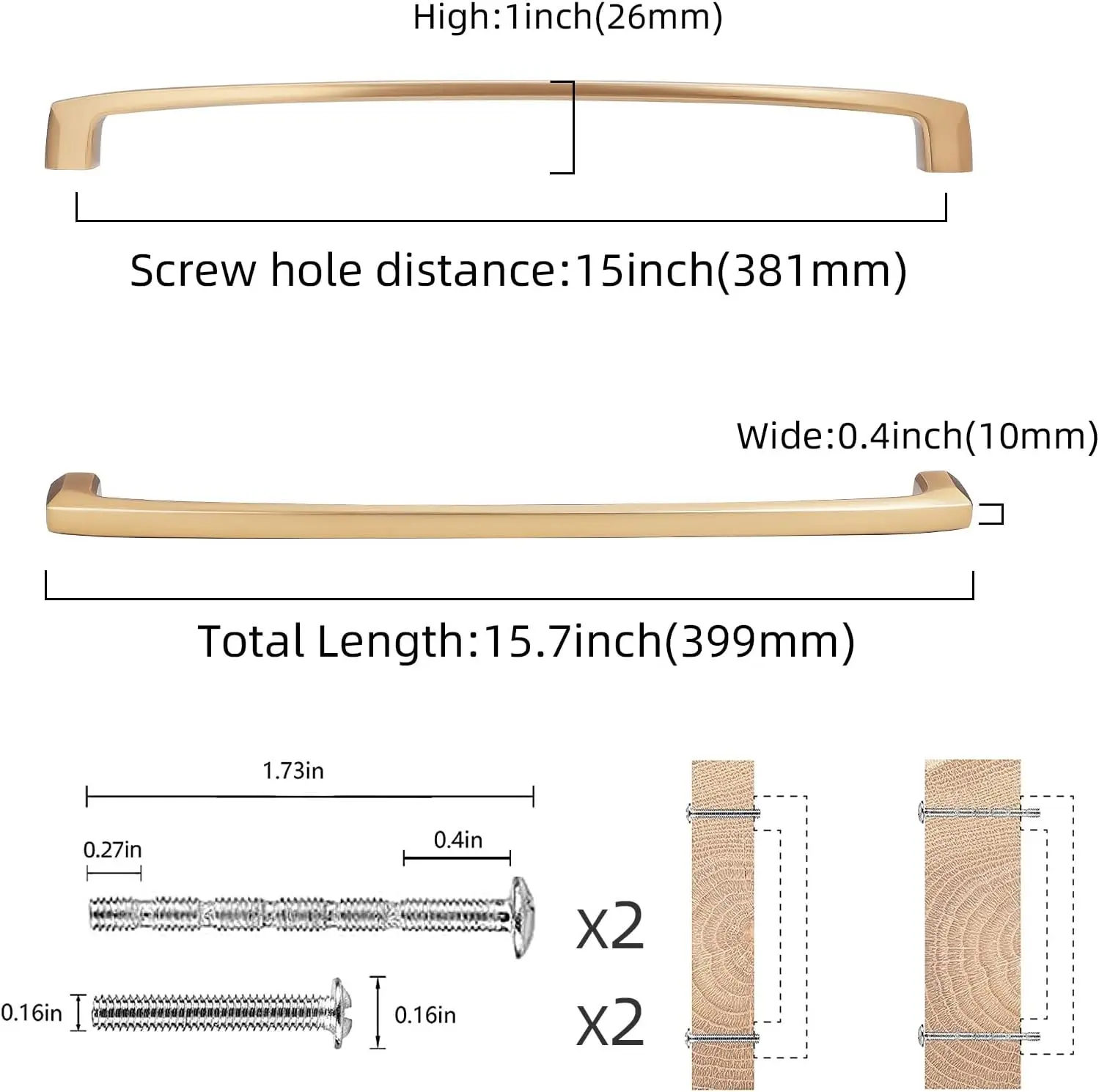 15 Inch Champagne Bronze Cabinet Drawer Pull Handles Bulk Pack Of 10 Decorative Furniture Hardware For Kitchen Cupboard Storage Cabinet Door Renovation
