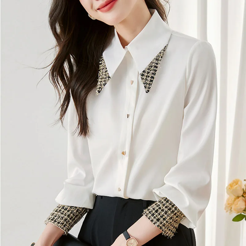 

Fashion New Office Lady Long Sleeve Turn Down Collar Women Shirt White Chiffon Shirt Blouse Women Tops Blusas Para Mujer A540