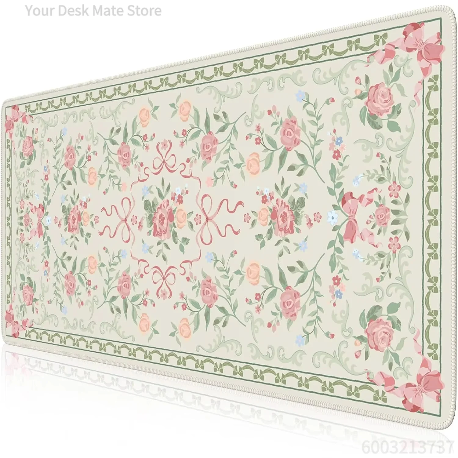 Vintage Persian Floral Large Mouse Pad Ethnic Carpet Pattern Desk Mat Non‑Slip Rubber Base Keyboard Mat for Home Office Decor