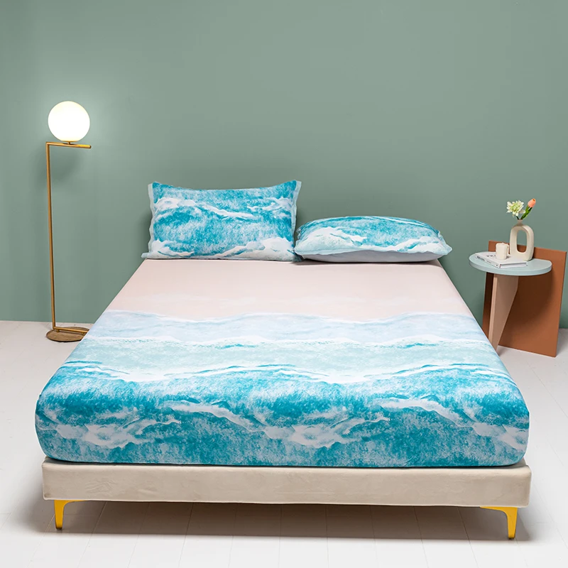 100% Lyocell Silk Bed Sheets Ice Cooling Fitted Sheet for Summer Single/Queen/King Size Mattress Cover (pillowcase need order)