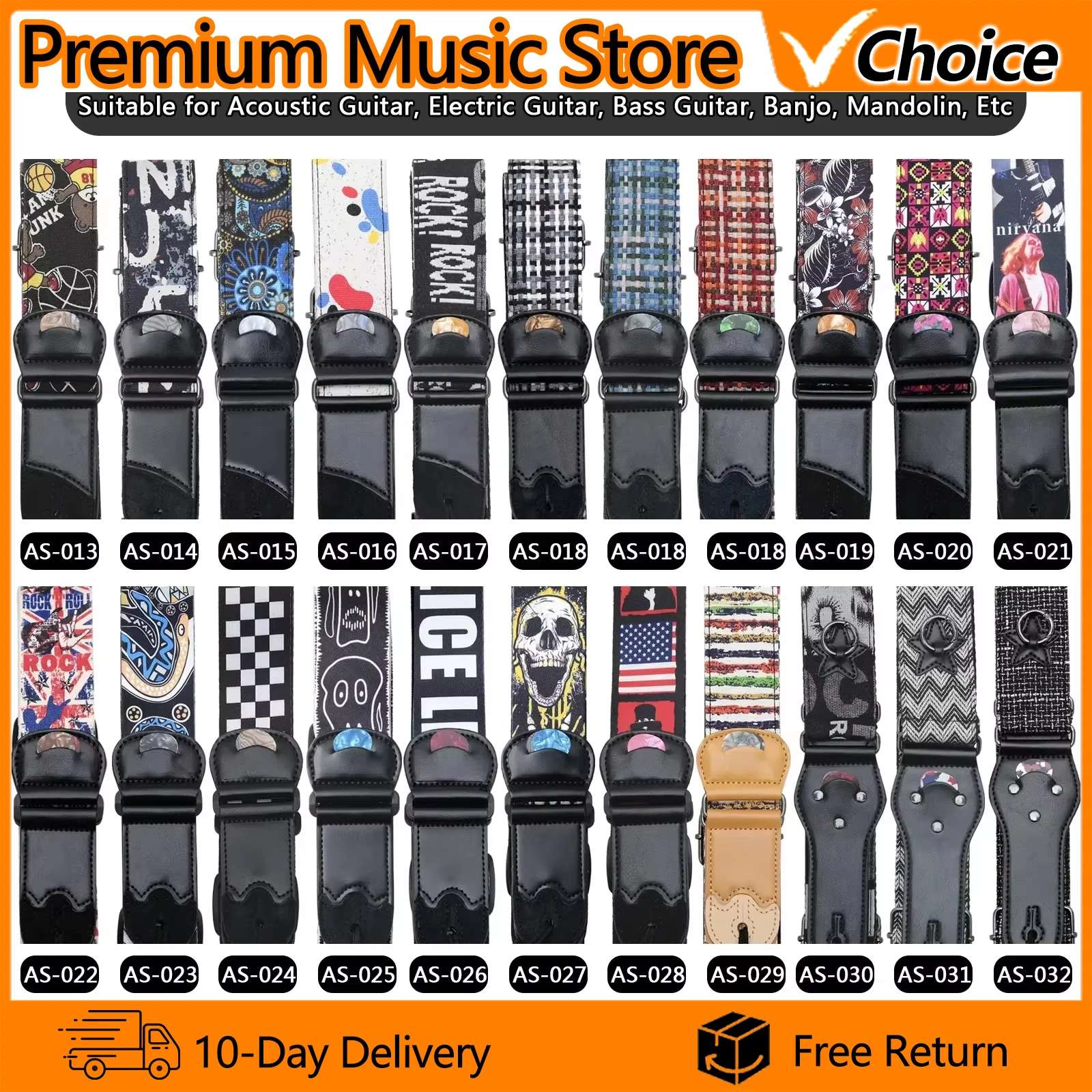 Correia de guitarra elétrica premium cintos de guitarra com palheta adequado para guitarra acústica ukulele banjo bandolim baixo acessórios de guitarra