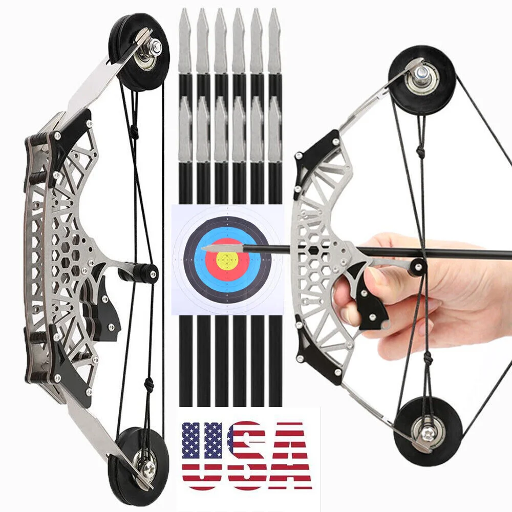 

4/12pcs Arrows Archery Mini Compound Bow and Arrow Set Stainless Steel 30-40m Range Portable for Entertainment Hunting Shooting