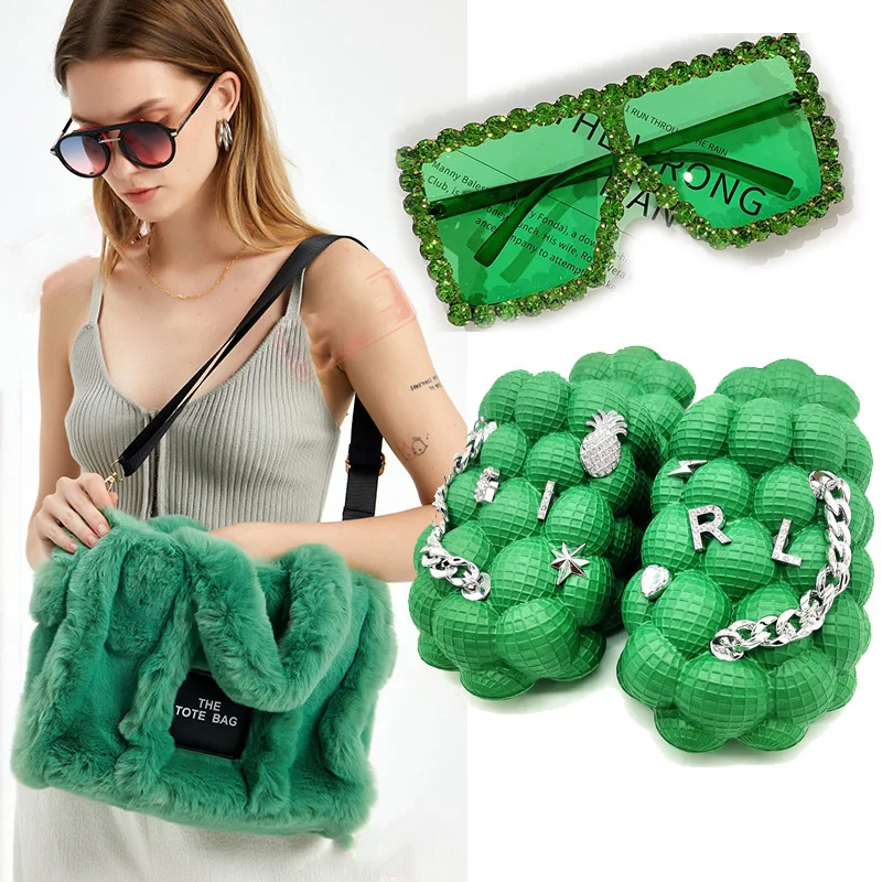 Summer 2024 Selling Personality Bubble Slippers Fashion Home Massage Sandals Women Slippers Sandals Box Sunglasses 3-piece Suit