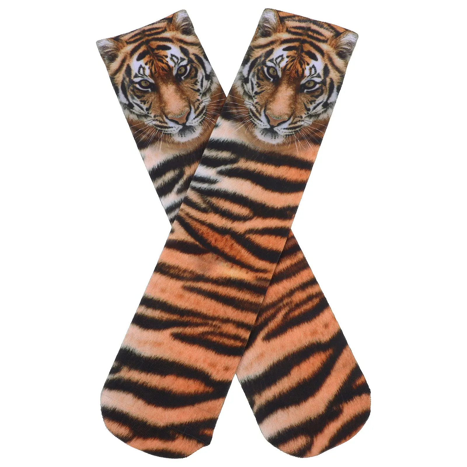 

1 Pair 3D Animal Tiger Print Pattern Novelty Decorative Socks For Adults Party Cosplay Running Socks For Women Men Polyester