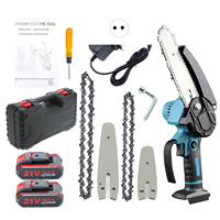 Mini Chainsaw 4 Inch 6 Inch Portable Chainsaw with Security Lock 2 Chains 21V Rechargeable Battery Operated Electric Chainsaw