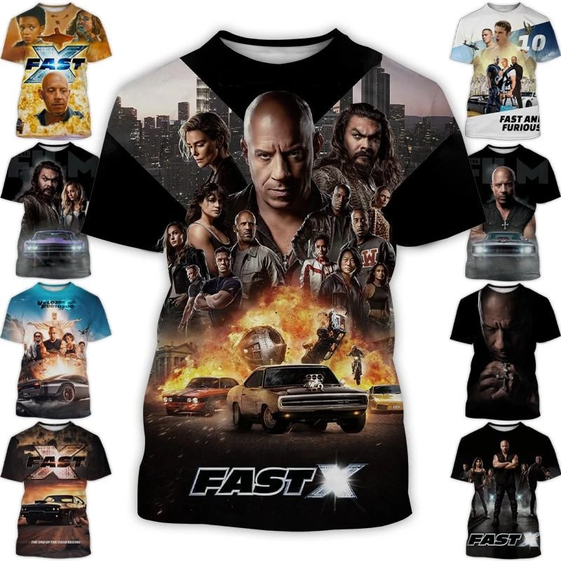 

Summer New Movie Fast X 3D Print T-shirt Personalized Hip-hop Men and Women Fashion Casual Short Sleeve Round Neck T-shirt Kids