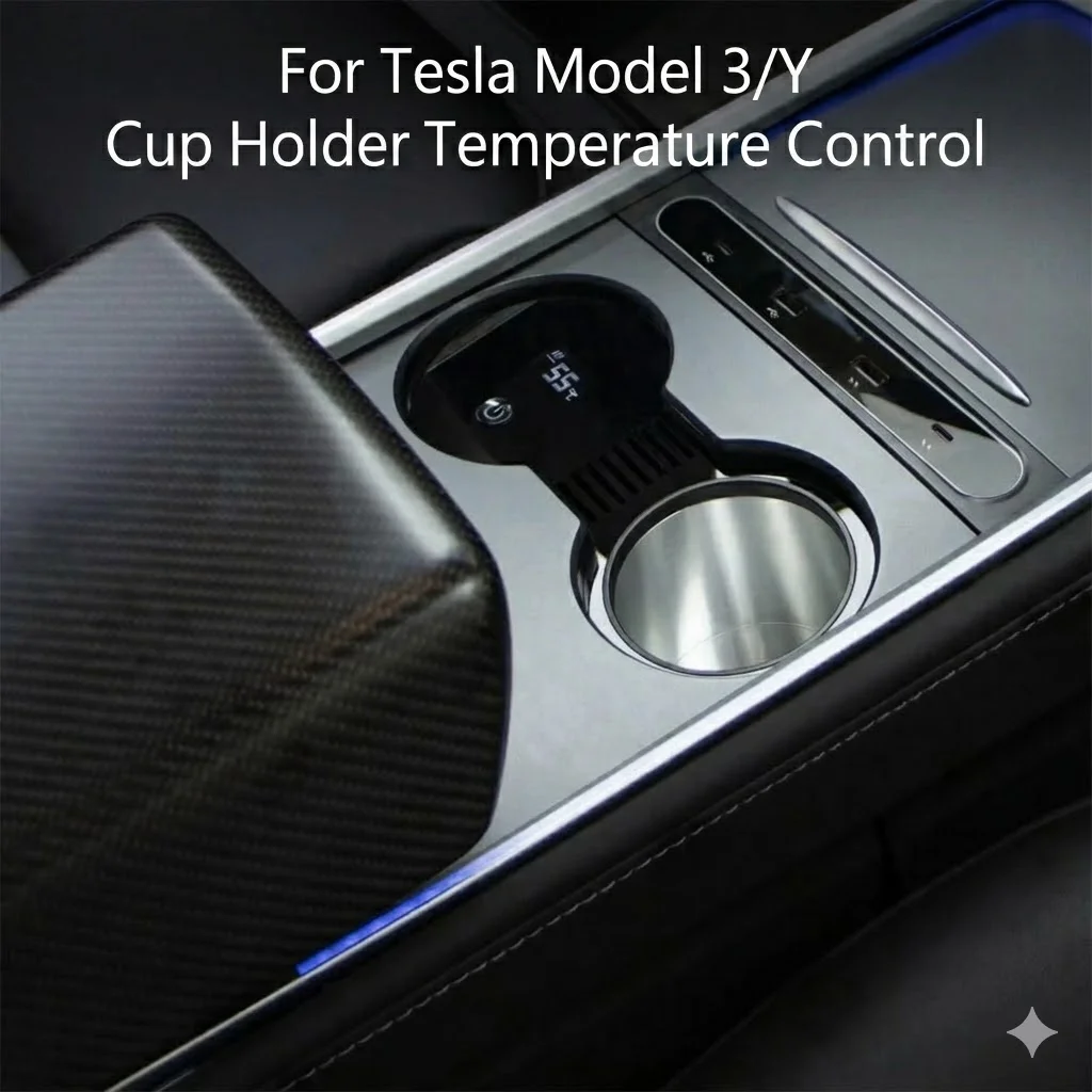 Temperature Control Heated Cup Holder For Model Y / 3 Center Armrest Hidden Storage Box Interior Organizer Accessories 6