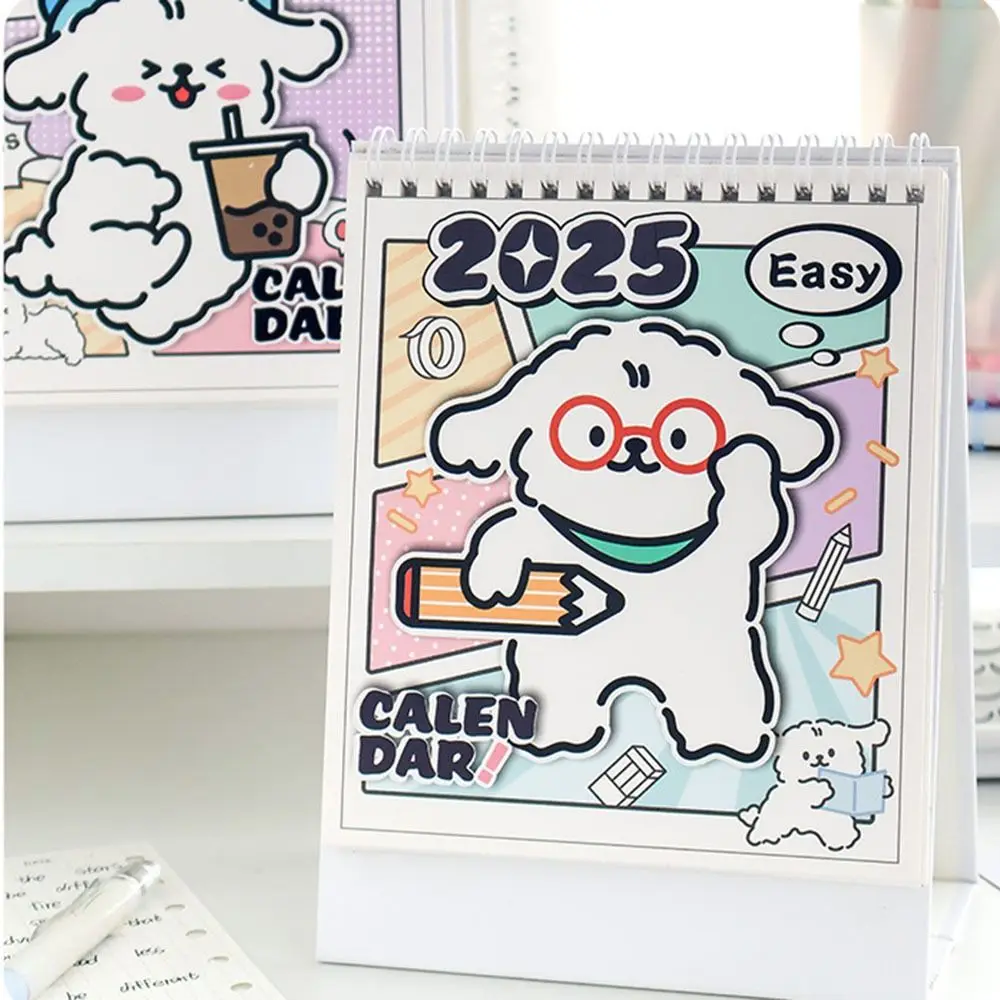 

Cute Puppy 2025 Calendar Standing Flip Schedule Desktop Calendar Planning Daily Monthly Agenda Organizer Gifts