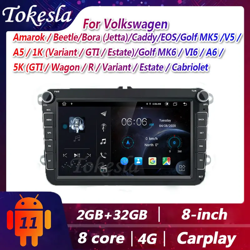 

Android11 Car Radio DVD Multimedia Player Gps Navigation For VW/Volkswagen Skoda Seat Octavia Golf Touran Passat B6 Polo LADA